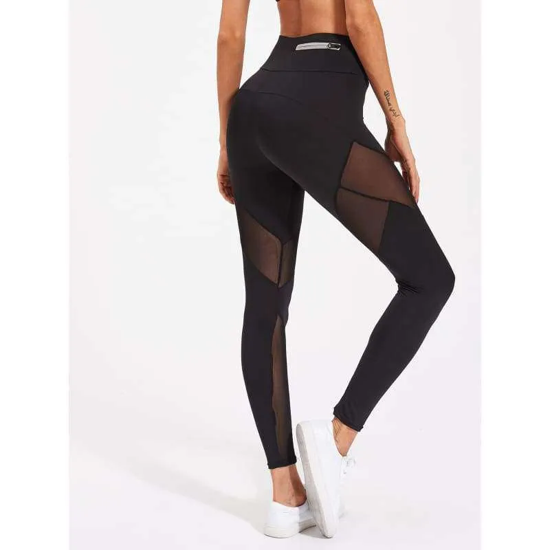 Active Mesh Panel Zip Detail Leggings