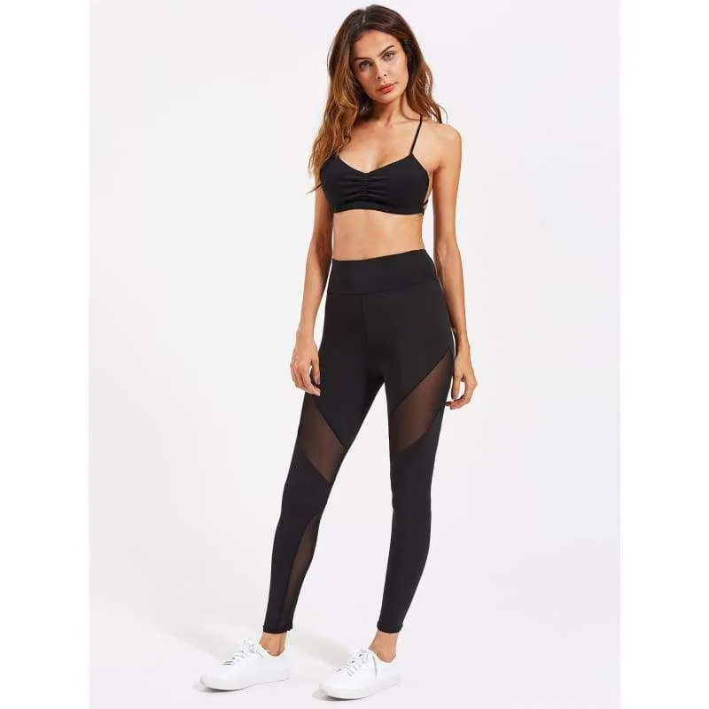 Active Mesh Panel Zip Detail Leggings
