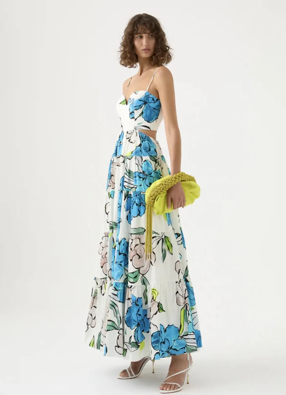 Aje Botanical Tiered Maxi Dress Floral Size 10