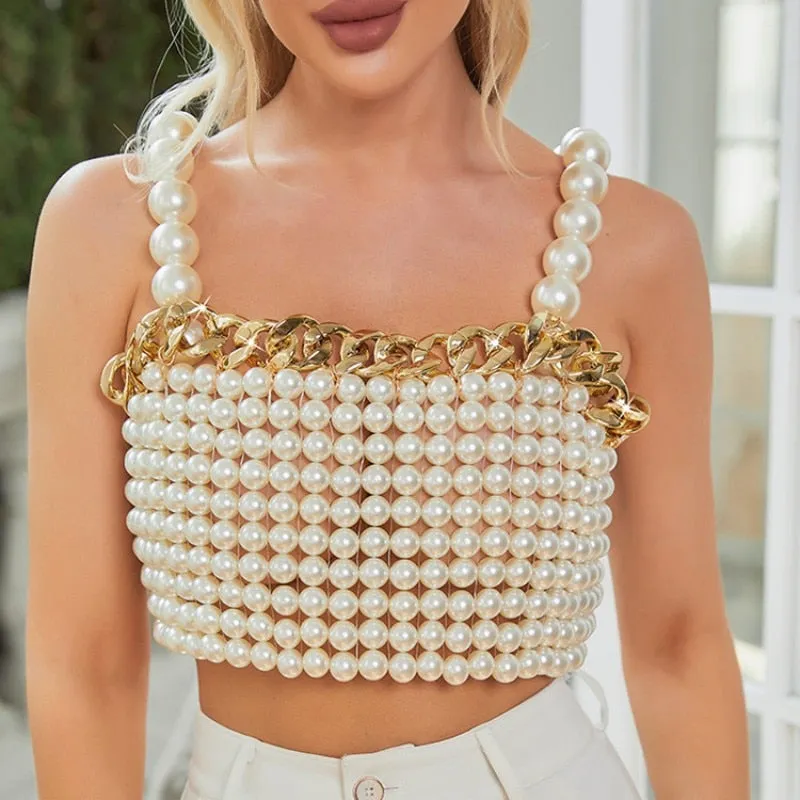 Beaded Pearl Crop Top