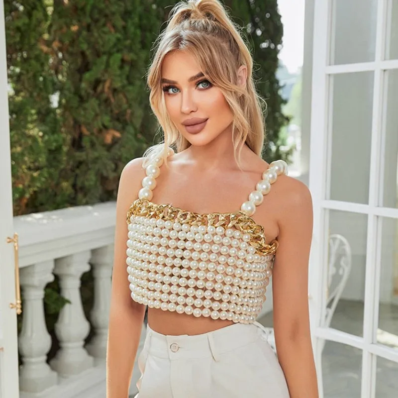 Beaded Pearl Crop Top