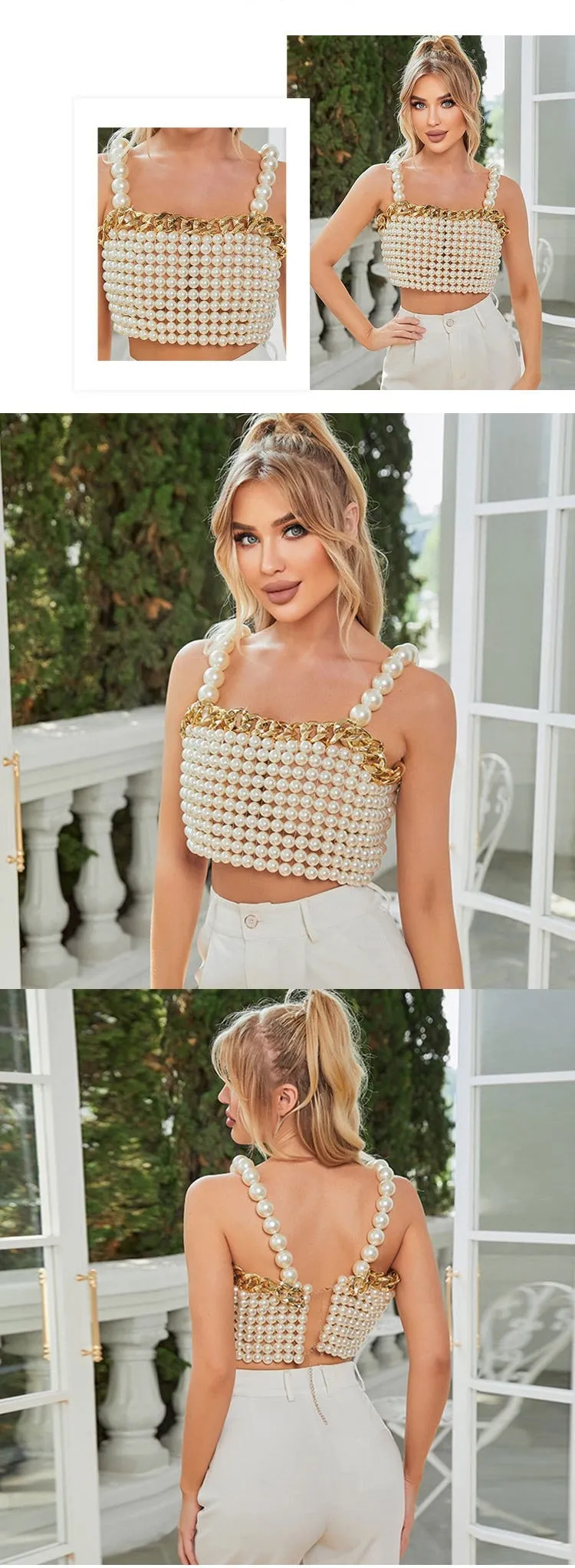 Beaded Pearl Crop Top
