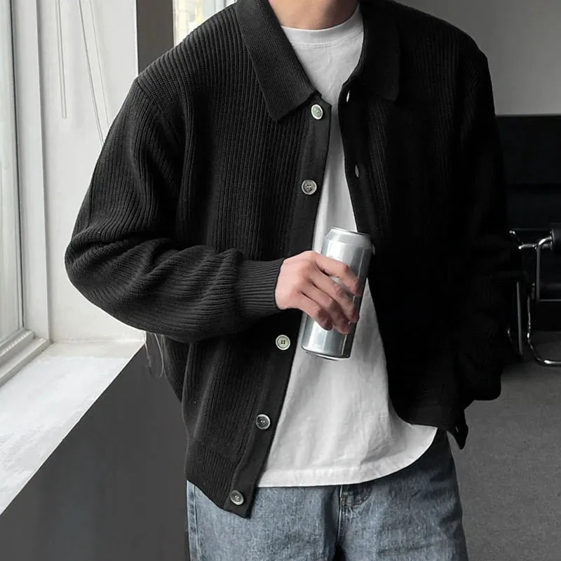Bonsir Men Sweater Coat Korean Fashion Knitted Coats Men Streetwear Slim Fit Casual Cardigan Coats