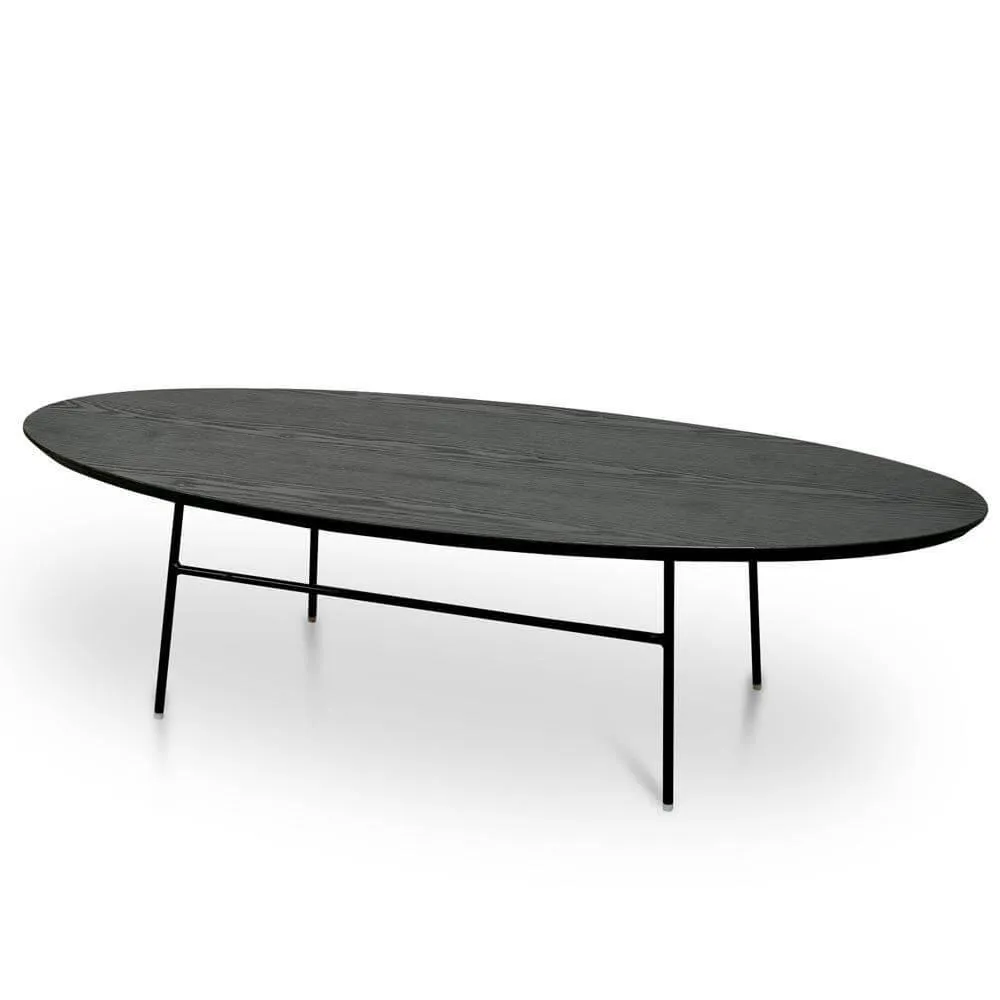 Calibre 117.5cm Coffee Table - Black Ash Veneer - Black Legs