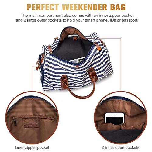 Canvas Leather Duffel Bag - Overnight Travel Carry On Tote