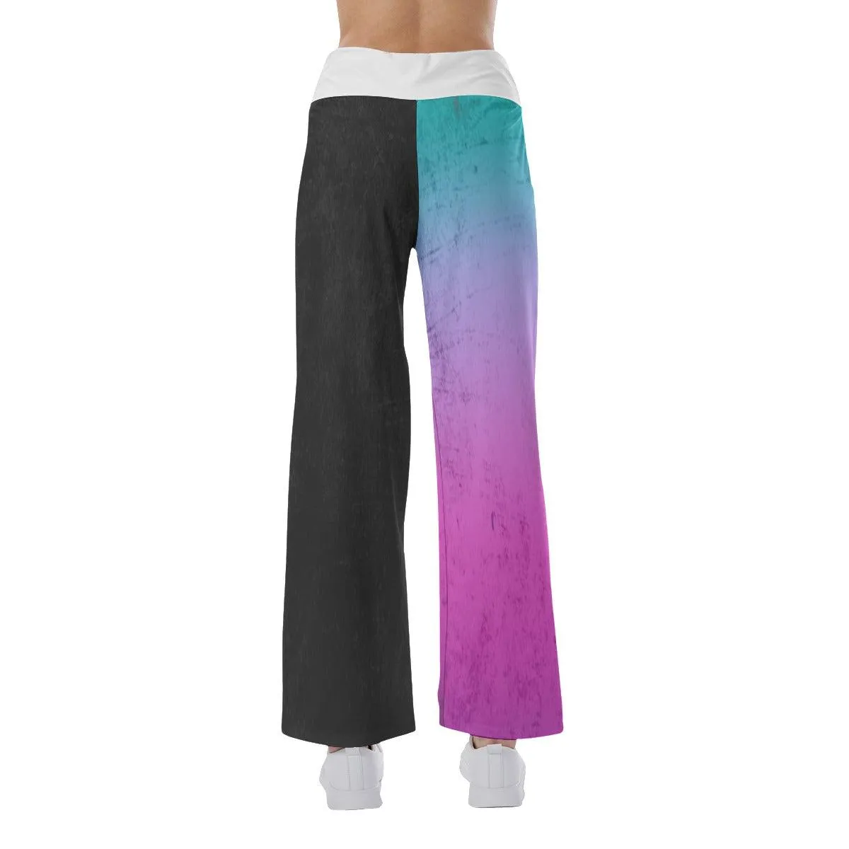 Color Block Skull Smile High-Waisted Wide leg pants