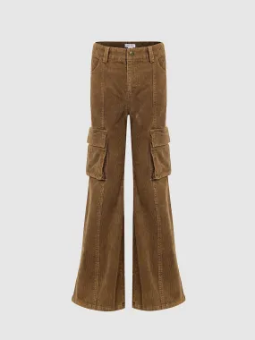 Corduroy Flap Pocket Flare Pants