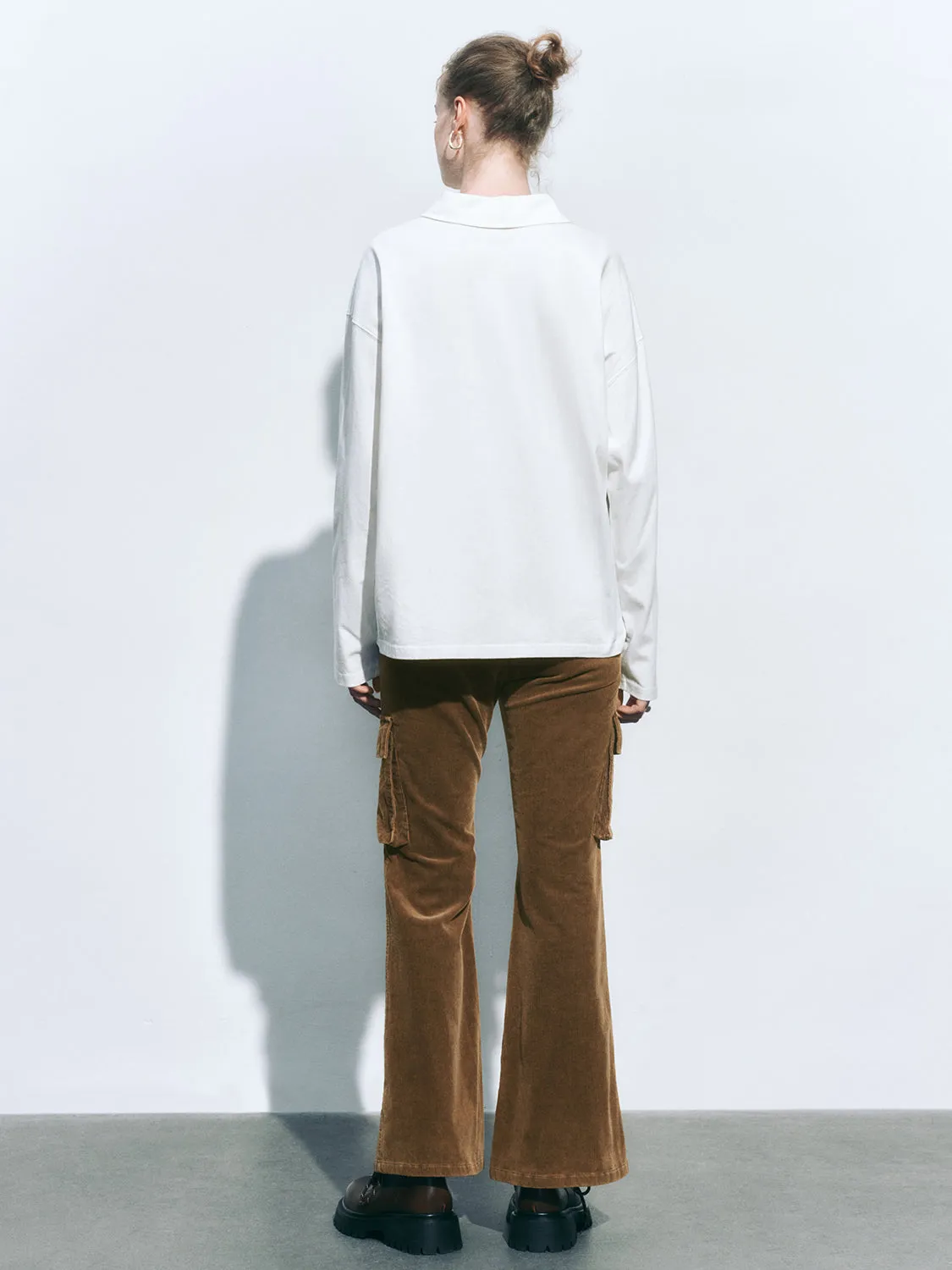 Corduroy Flap Pocket Flare Pants