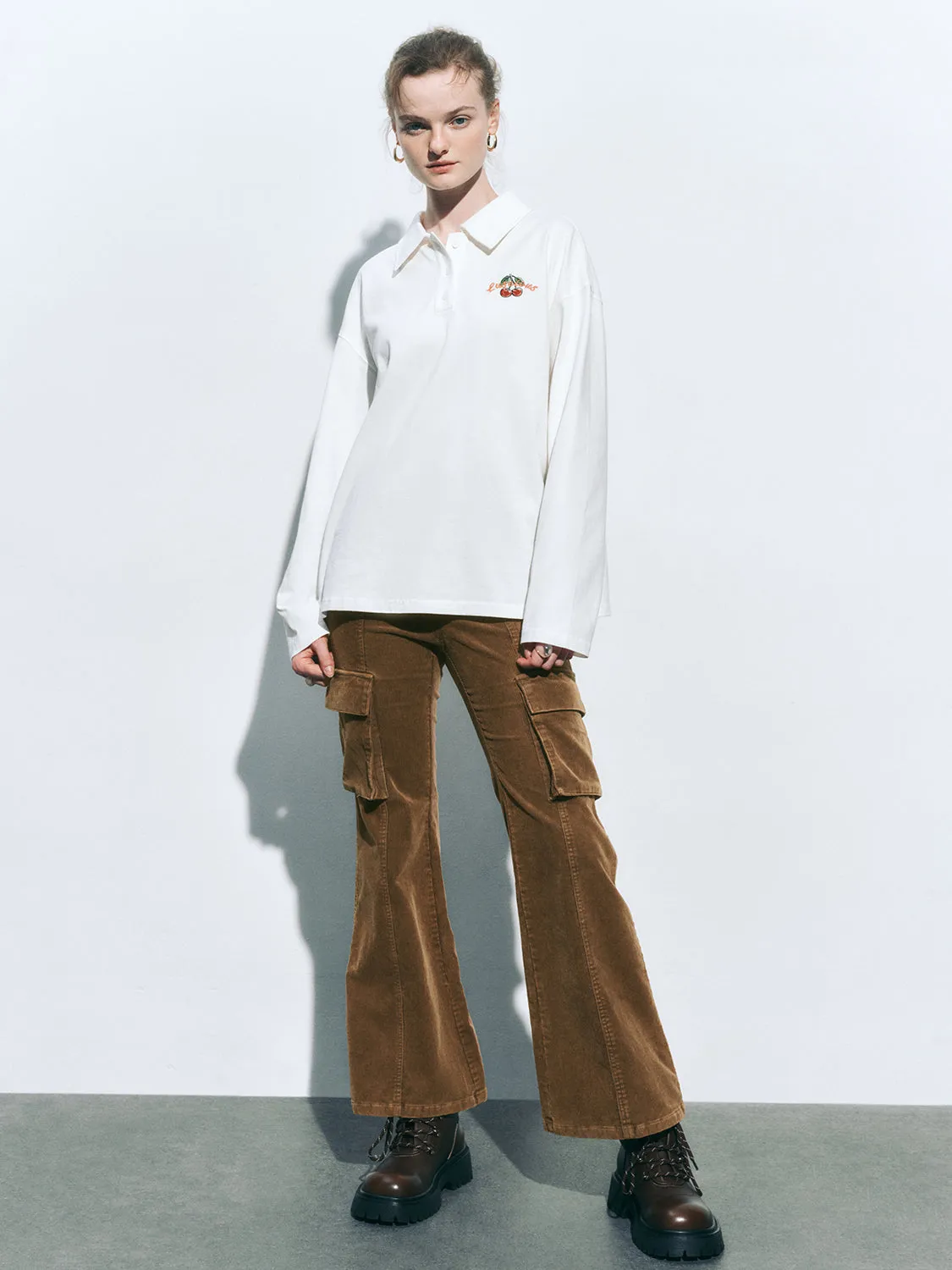 Corduroy Flap Pocket Flare Pants
