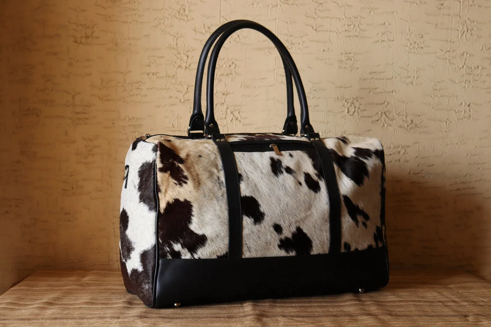 Cowhide Overnight Travel Duffel Bag