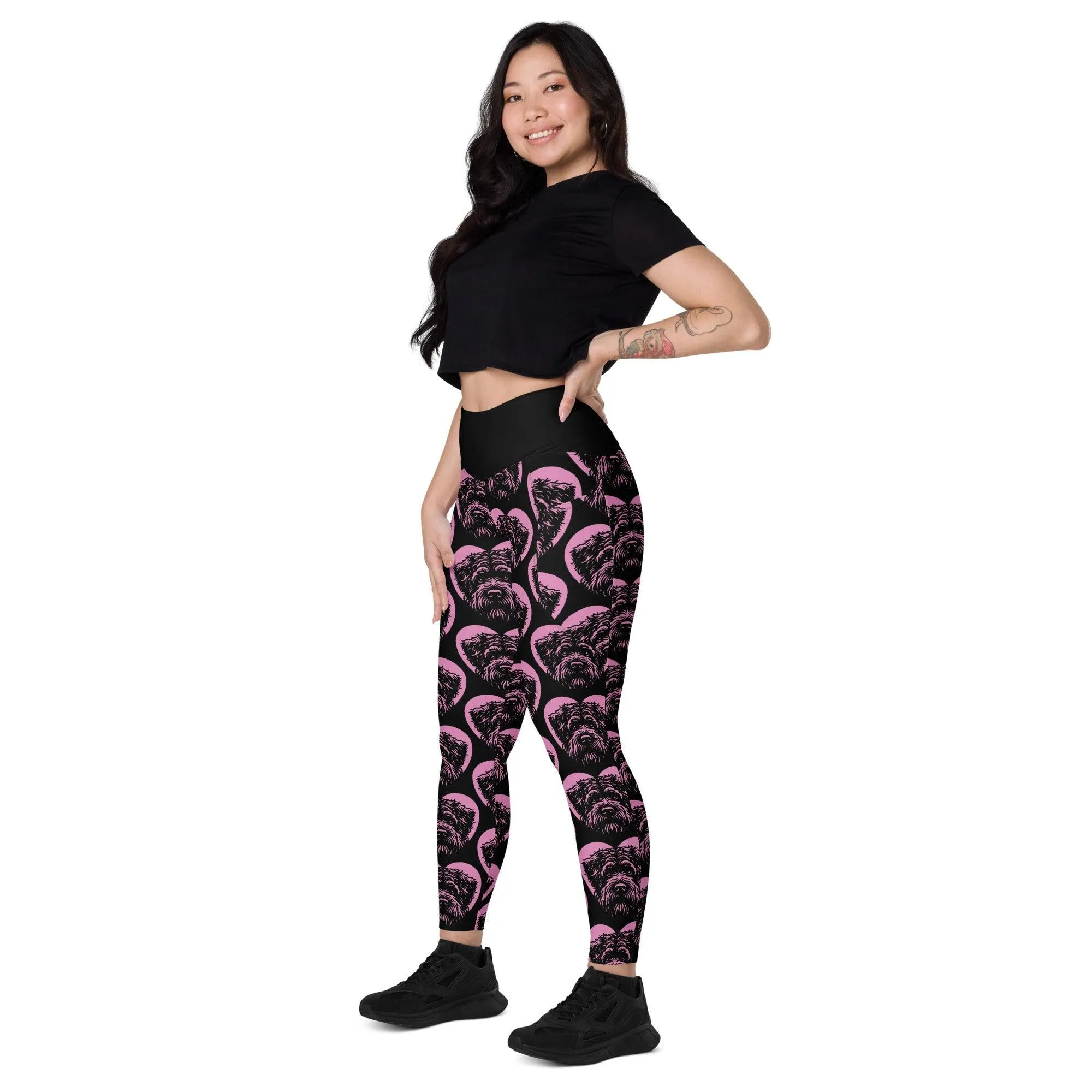 DOG BREED LEGGINGS with pockets - BOUVIER DES FLANDRES - HERTTAHOUND - pink