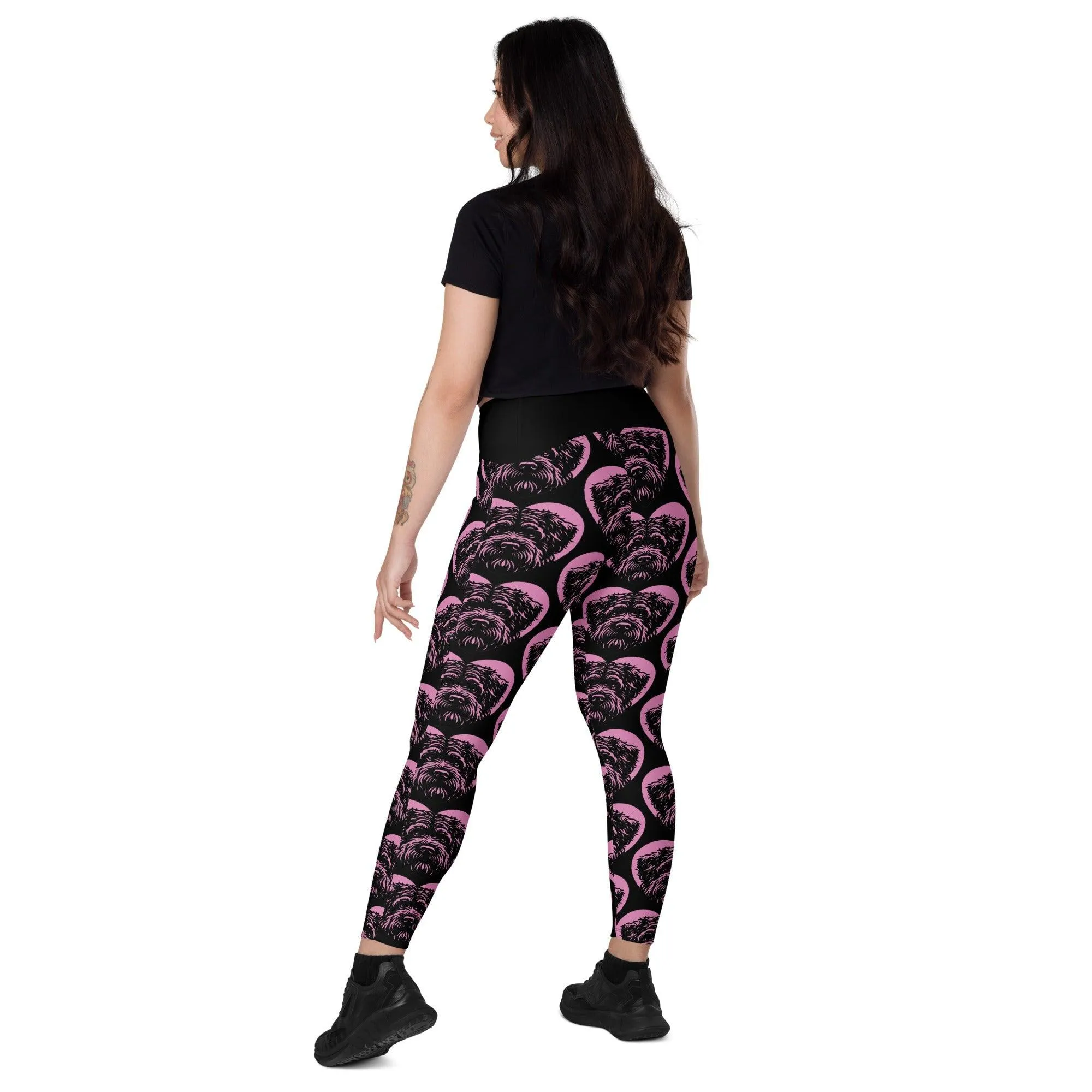 DOG BREED LEGGINGS with pockets - BOUVIER DES FLANDRES - HERTTAHOUND - pink