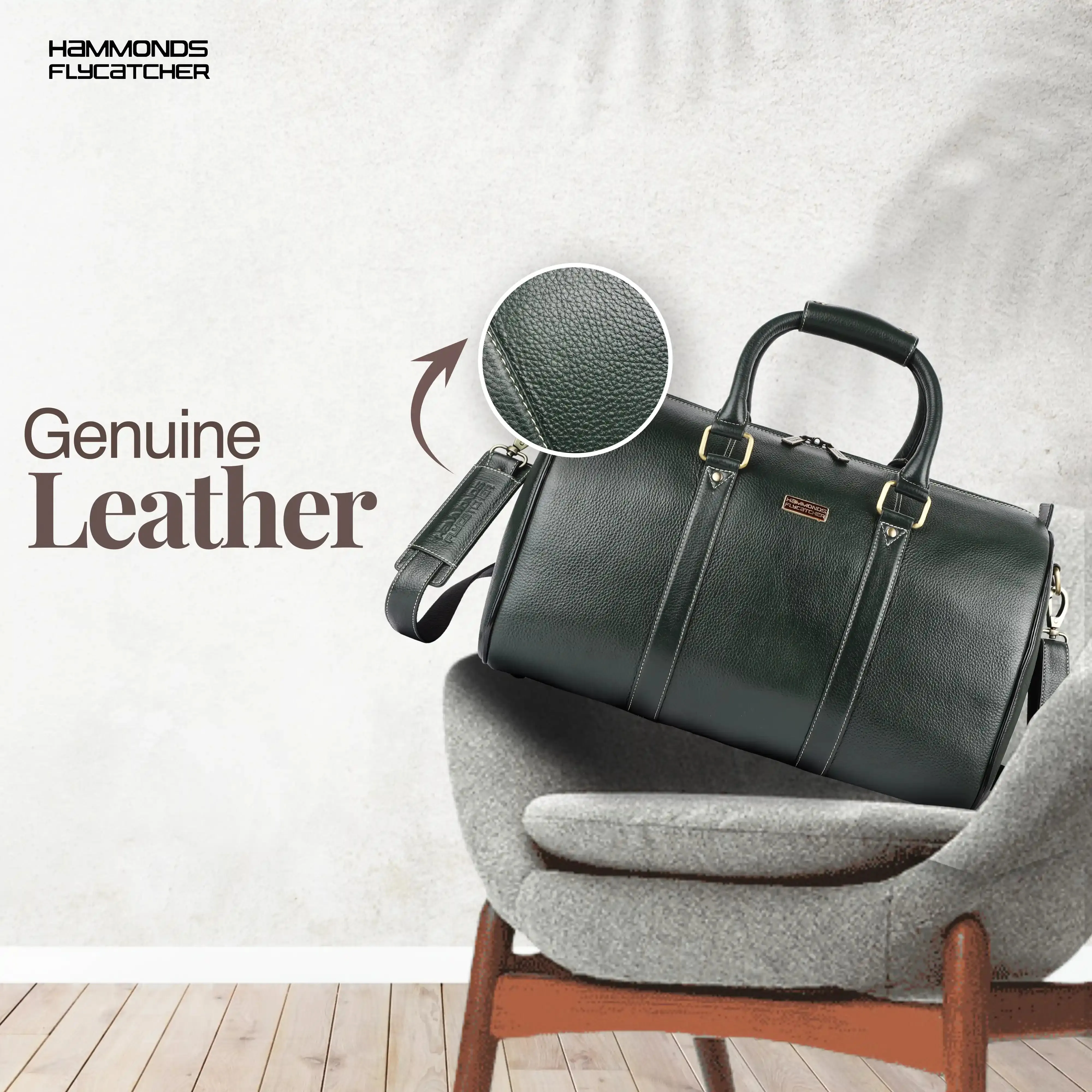 Duffle Bag for Travel - Genuine Leather Travel Bag for Luggage - Ideal Cabin Weekender Bag - Spacious, Stylish and Durable