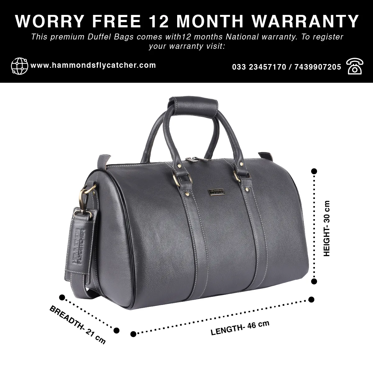 Duffle Bag for Travel - Genuine Leather Travel Bag for Luggage - Ideal Cabin Weekender Bag - Spacious, Stylish and Durable