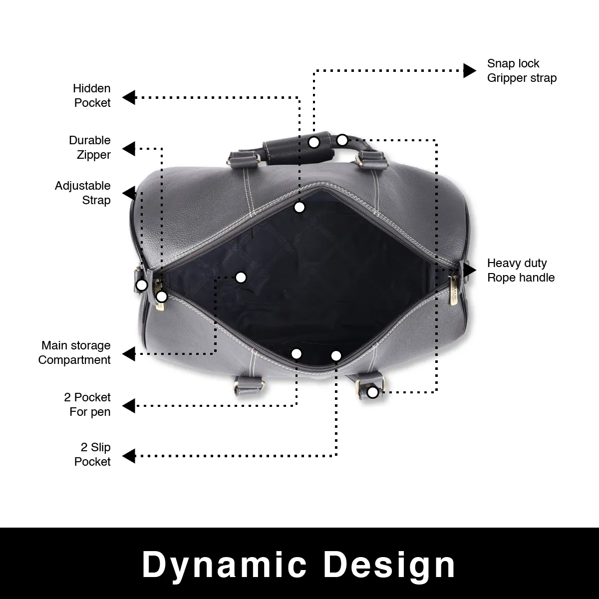 Duffle Bag for Travel - Genuine Leather Travel Bag for Luggage - Ideal Cabin Weekender Bag - Spacious, Stylish and Durable