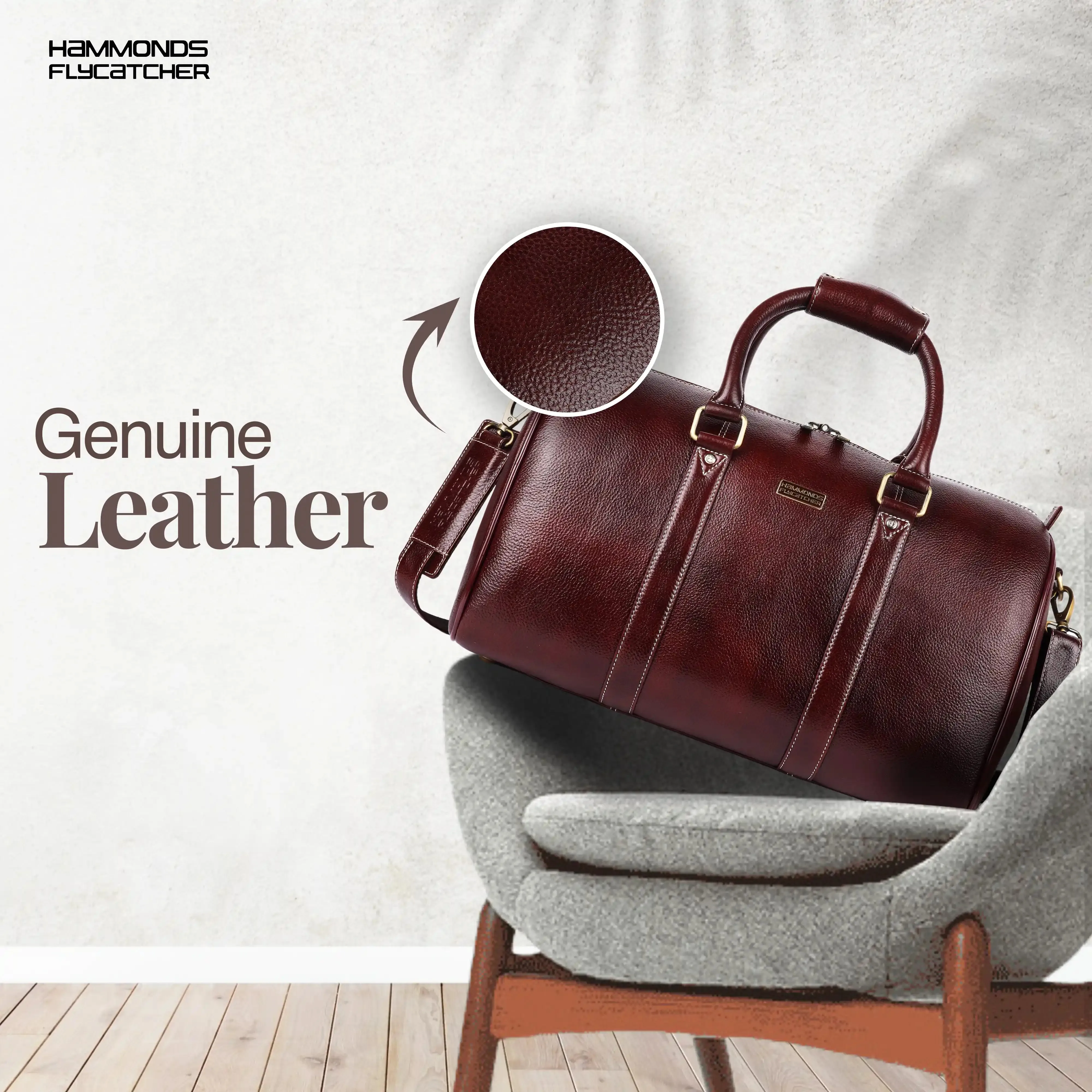 Duffle Bag for Travel - Genuine Leather Travel Bag for Luggage - Ideal Cabin Weekender Bag - Spacious, Stylish and Durable