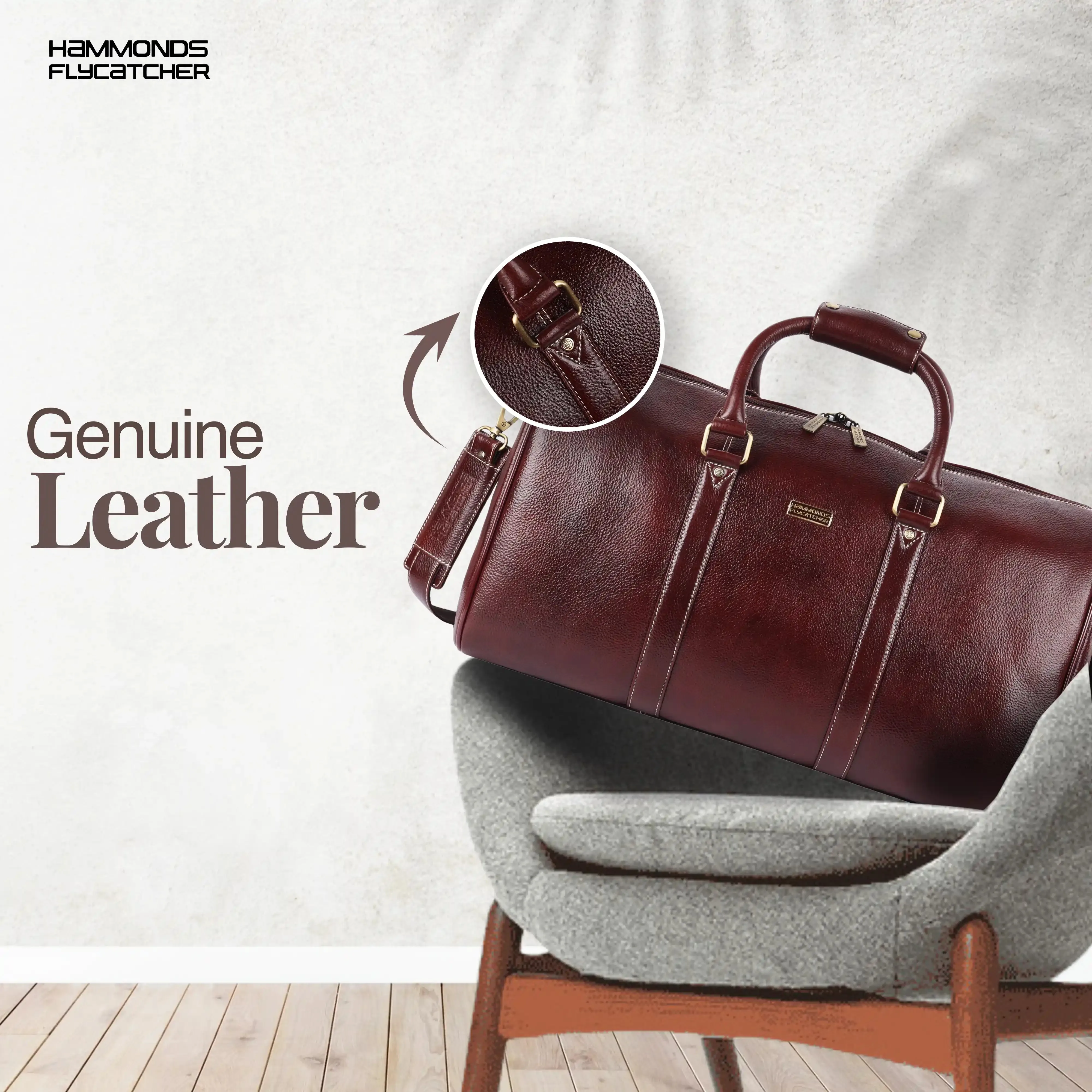 Duffle Bag for Travel - Genuine Leather Travel Bag for Luggage - Ideal Cabin Weekender Bag - Spacious, Stylish and Durable