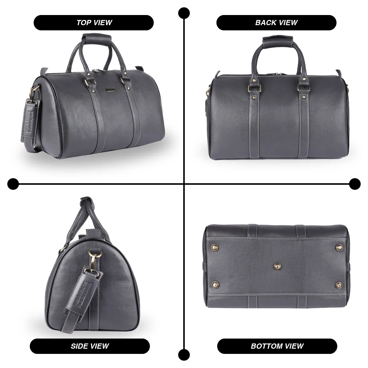 Duffle Bag for Travel - Genuine Leather Travel Bag for Luggage - Ideal Cabin Weekender Bag - Spacious, Stylish and Durable