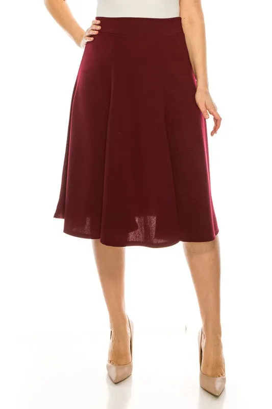 Elegant Edge Paneled A-line Midi Skirt | Plus Size