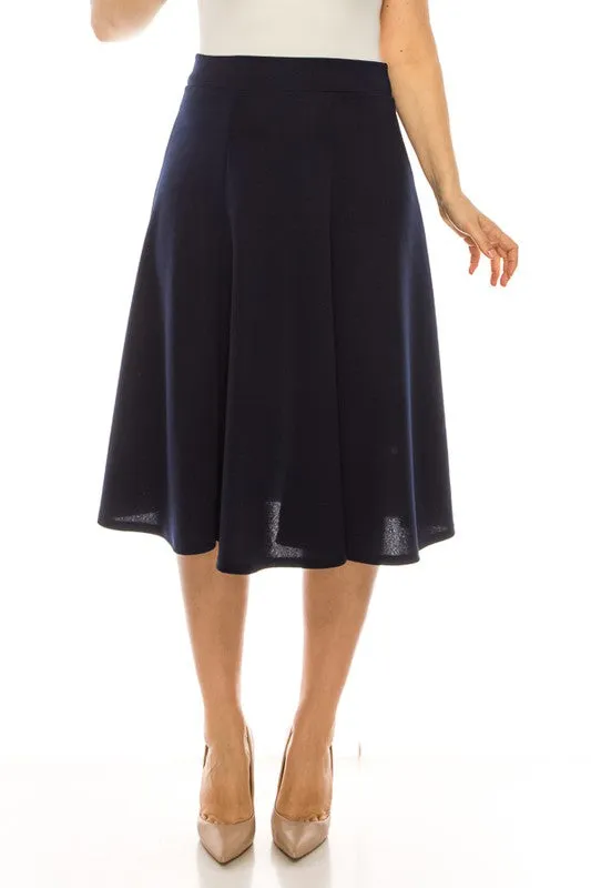 Elegant Edge Paneled A-line Midi Skirt | Plus Size
