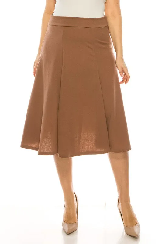 Elegant Edge Paneled A-line Midi Skirt | Plus Size