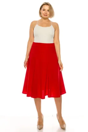 Elegant Edge Paneled A-line Midi Skirt | Plus Size