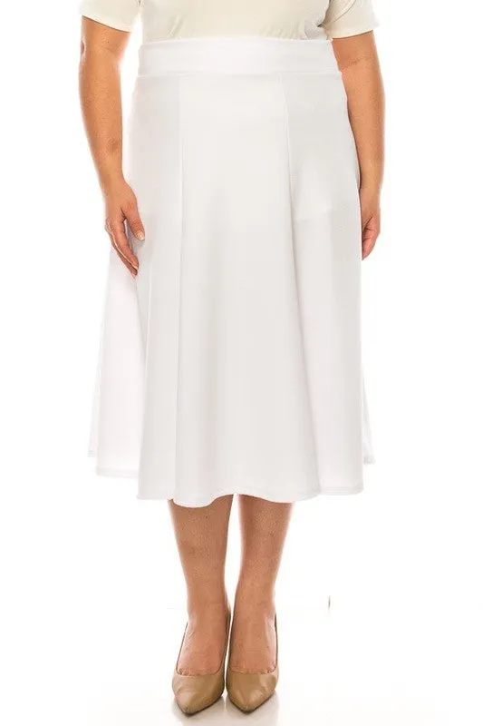 Elegant Edge Paneled A-line Midi Skirt | Plus Size