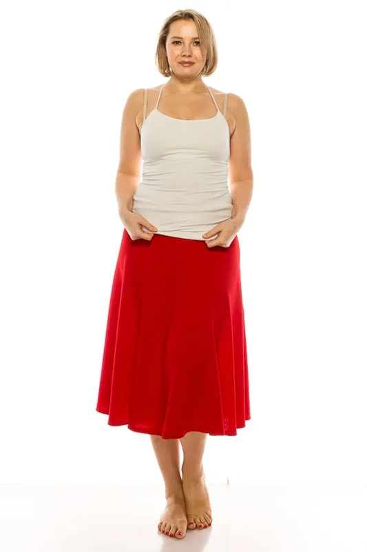 Elegant Edge Paneled A-line Midi Skirt | Plus Size