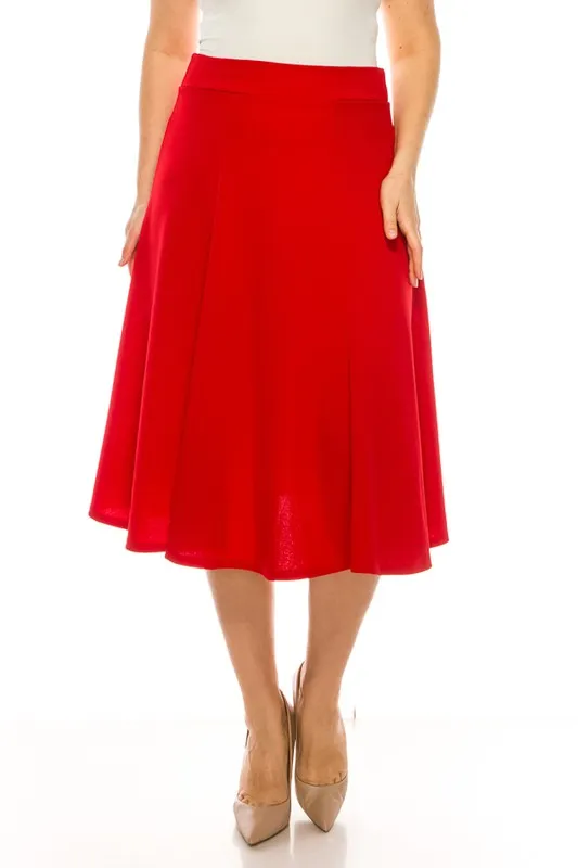 Elegant Edge Paneled A-line Midi Skirt | Plus Size