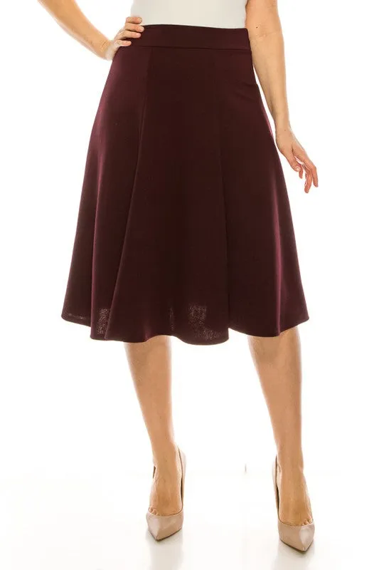 Elegant Edge Paneled A-line Midi Skirt | Plus Size