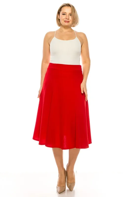 Elegant Edge Paneled A-line Midi Skirt | Plus Size