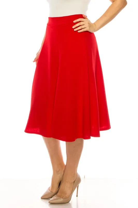 Elegant Edge Paneled A-line Midi Skirt | Plus Size