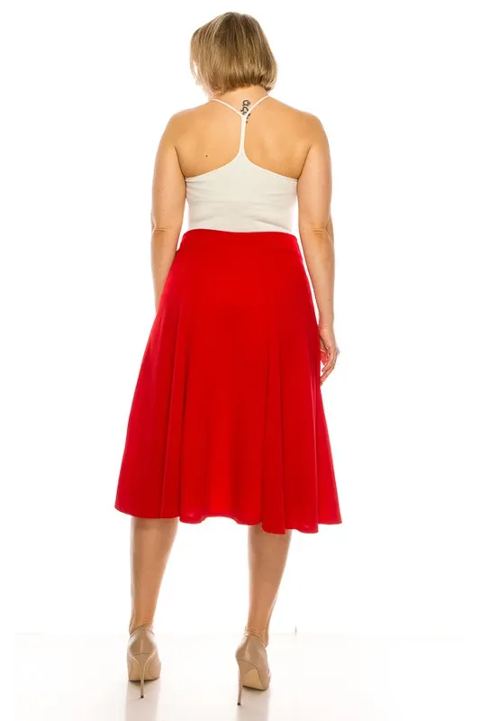 Elegant Edge Paneled A-line Midi Skirt | Plus Size
