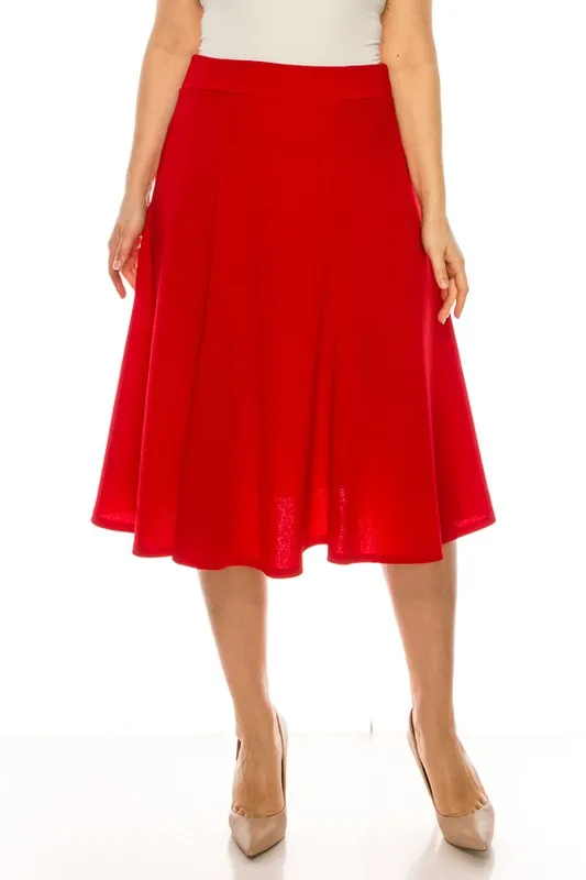 Elegant Edge Paneled A-line Midi Skirt | Plus Size