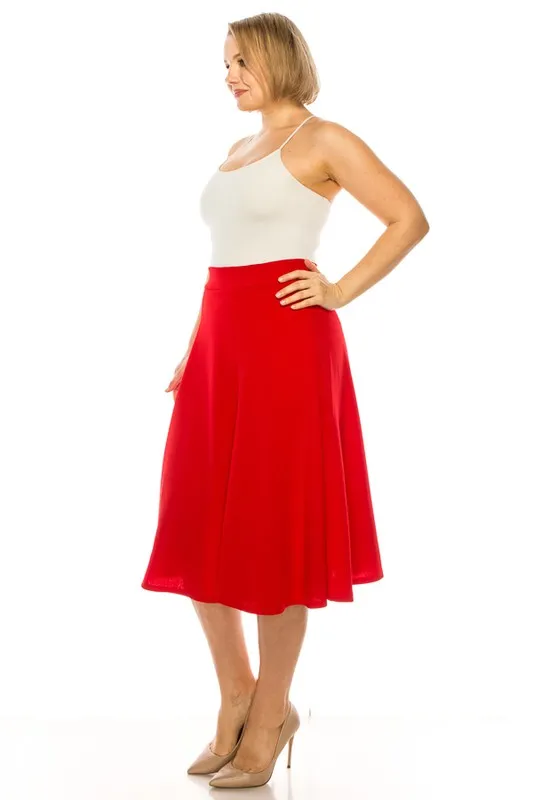 Elegant Edge Paneled A-line Midi Skirt | Plus Size