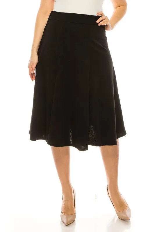 Elegant Edge Paneled A-line Midi Skirt | Plus Size