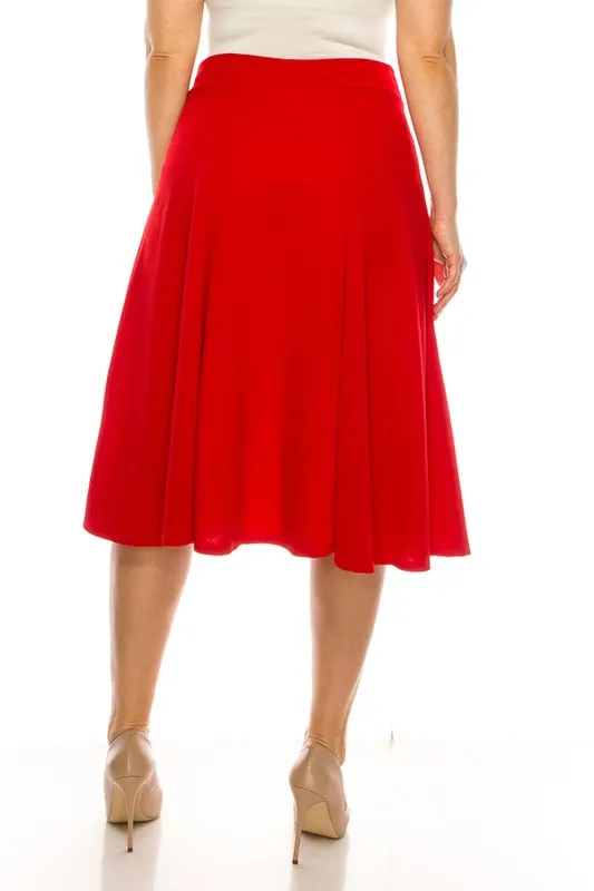 Elegant Edge Paneled A-line Midi Skirt | Plus Size