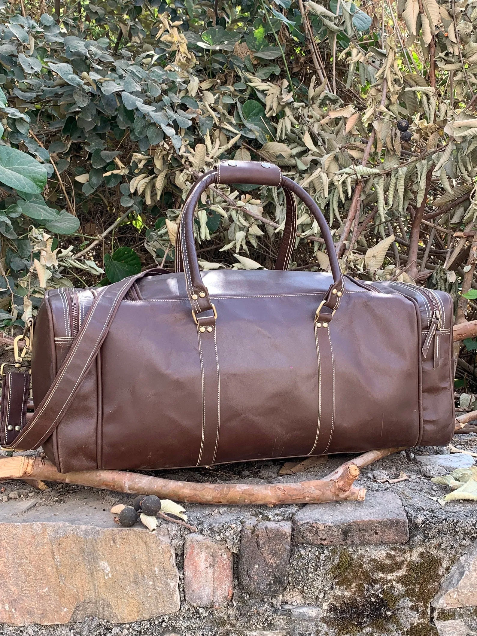 Extra Large Cowhide Leather Travel Duffle Bag