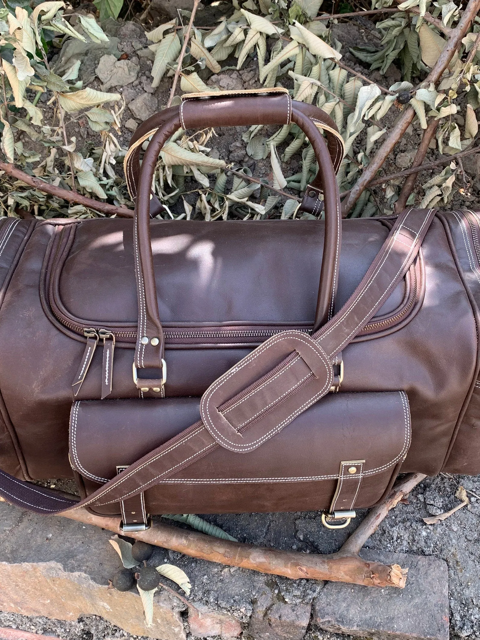 Extra Large Cowhide Leather Travel Duffle Bag
