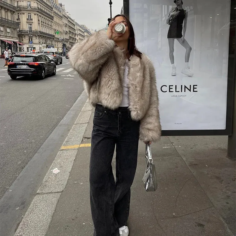 Fashionista Faux Fur Jacket round collar fur coat