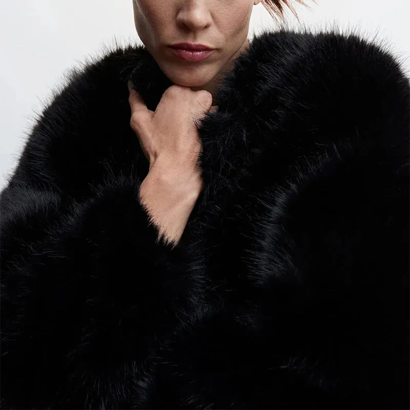 Fashionista Faux Fur Jacket round collar fur coat