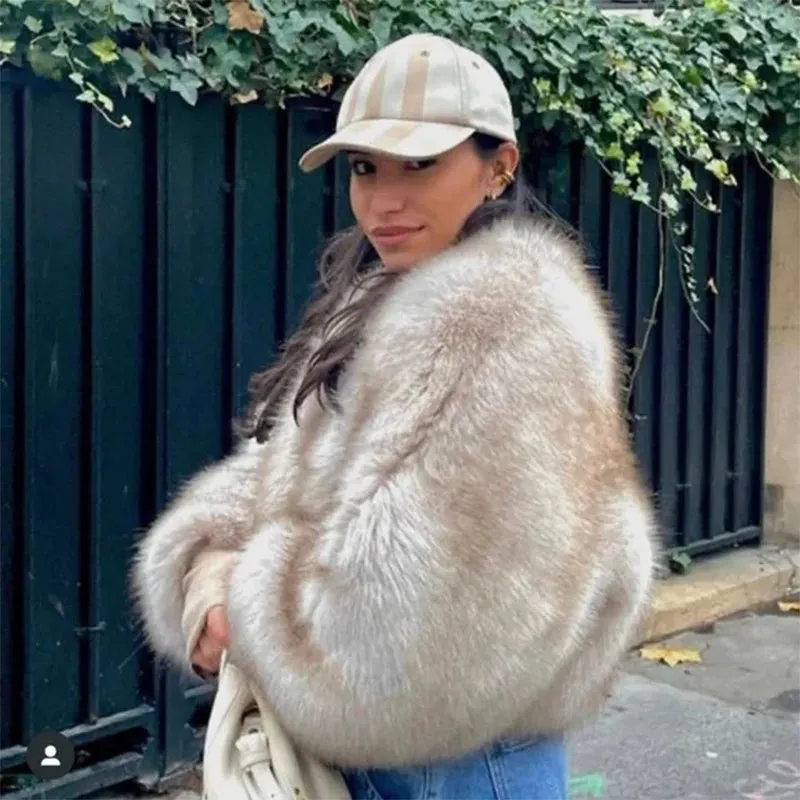Fashionista Faux Fur Jacket round collar fur coat