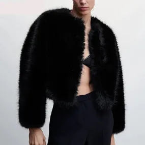 Fashionista Faux Fur Jacket round collar fur coat