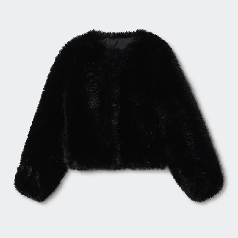 Fashionista Faux Fur Jacket round collar fur coat