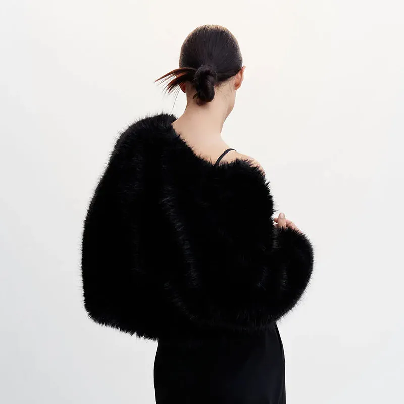 Fashionista Faux Fur Jacket round collar fur coat