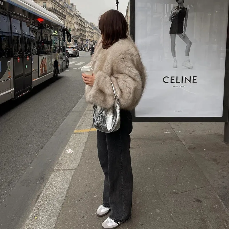Fashionista Faux Fur Jacket round collar fur coat