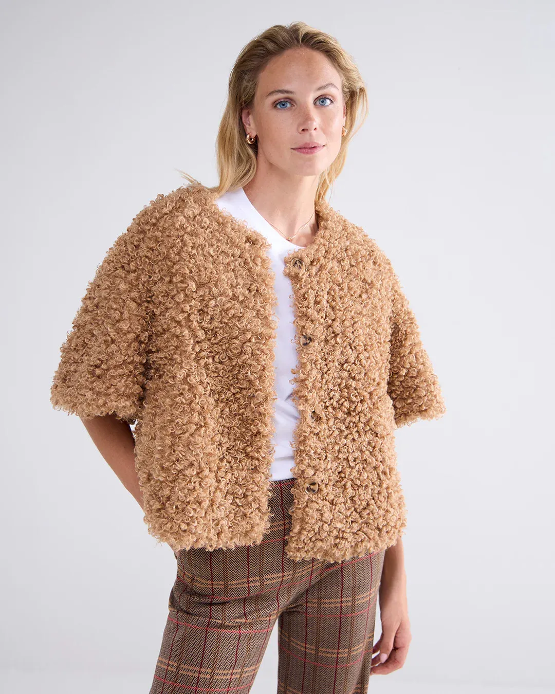 Faux Fur Jacket - Caramel Coffee
