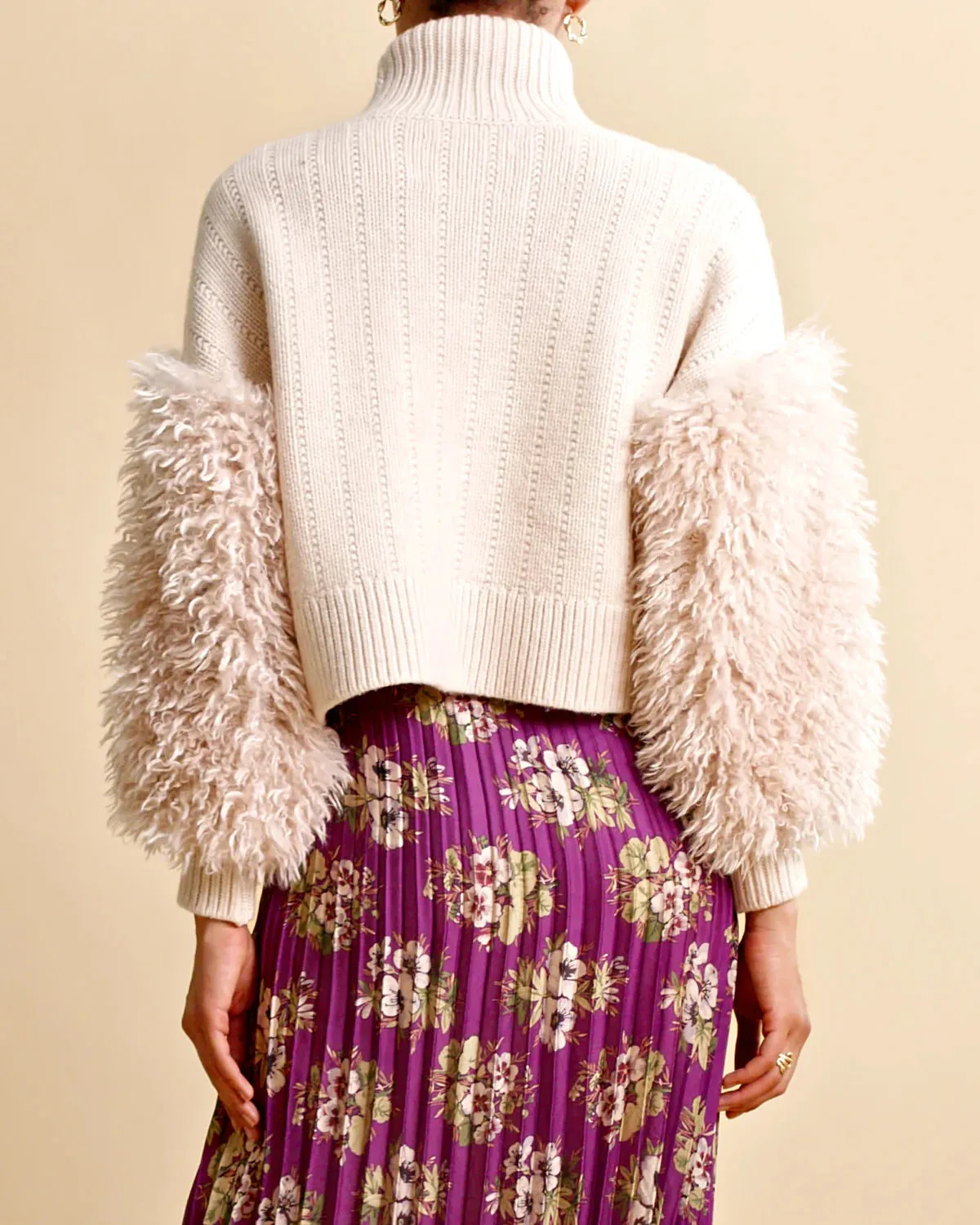 Faux Fur Turtleneck - Off White