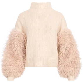 Faux Fur Turtleneck - Off White