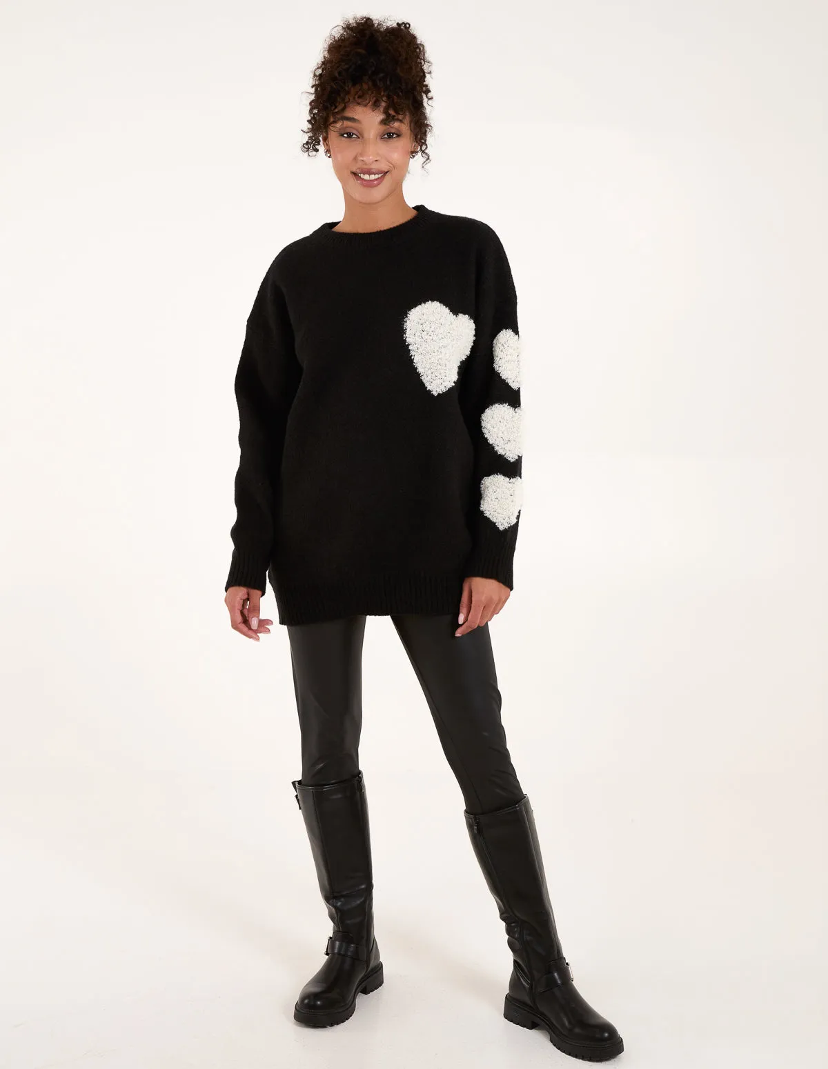Flocked Heart Oversized Jumper
